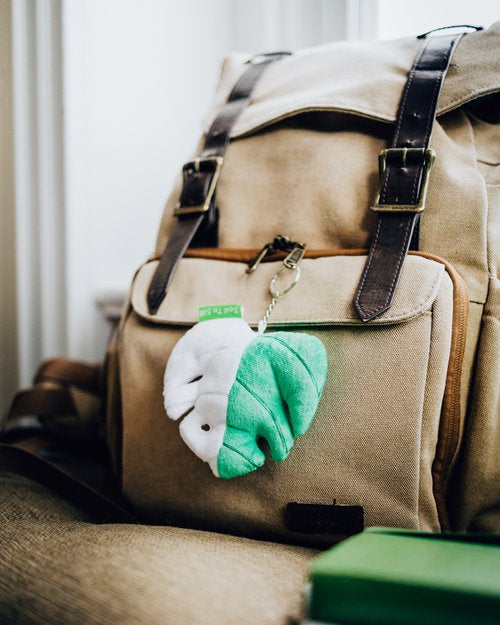 monstera delici White & Green Half Moon Monstera Plush Keychain